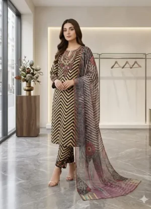 Ash color cotton three piece for women